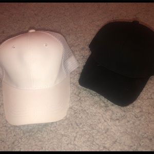 White and black ponytail hat